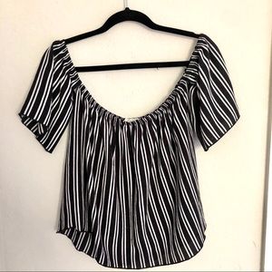 Black and White Off the Shoulder Top